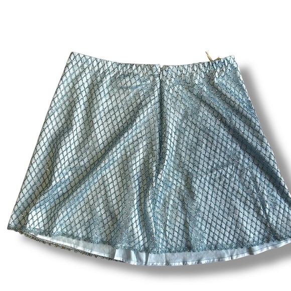 NWT For Love and Lemons Glitter Grid Minitter Grid Mini Skirt Blue Size Large - Picture 15 of 16
